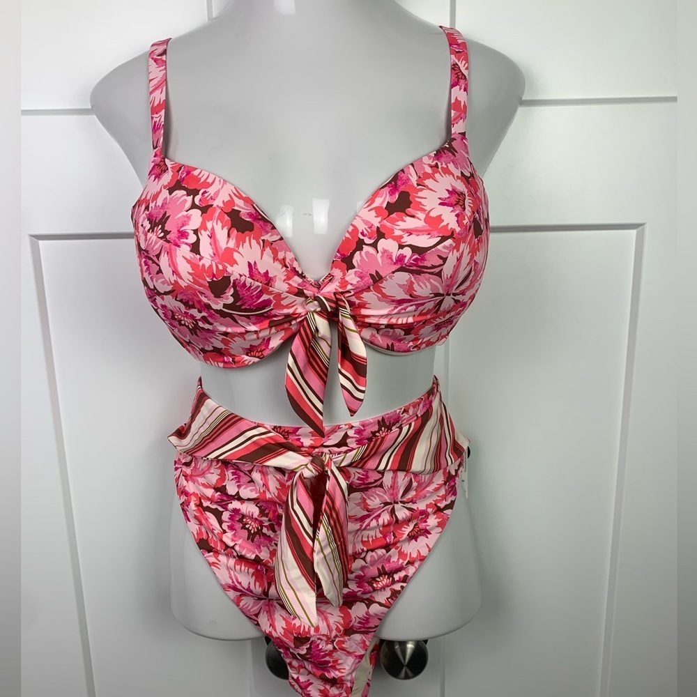 NWT Victorias Secret Bikini Set Size 38D Underwire Top XXL High Waist Bottom - Picture 2 of 9